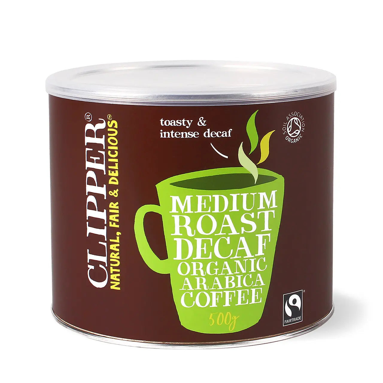 Clipper Fairtrade Organic Medium Roast Arabica Decaf Coffee 500g -  Just Natural